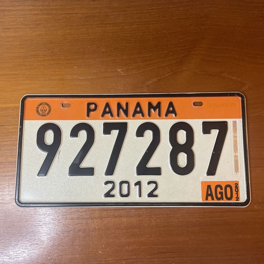 Panama 2012 License Plate for Car 927287 Central America Orange 12x6 Authentic